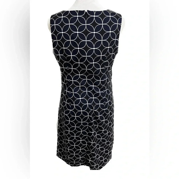 NWT Ann Taylor sleeveless navy/black circle pattern dress size 2 - Picture 4 of 8